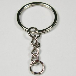 Sleutelring 25 mm  met ketting en koppelring
