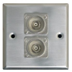 Wandcontactdoos 86 x 86, 2 x BNC, Metaal