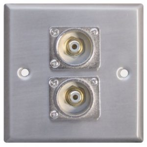 Wandcontactdoos 86 x 86, 2 x Tulp/cinch/RCA, Metaal