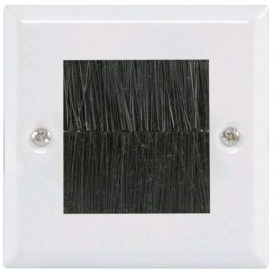 Kabel doorvoer met borstel 86 x 86, metaal Wit