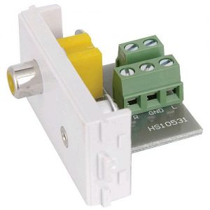Tulp/Cinch/RCA video of S/PDIF + 2,5 mm jack Stereo Audio insteek module voor modulaire wandcontactdoos